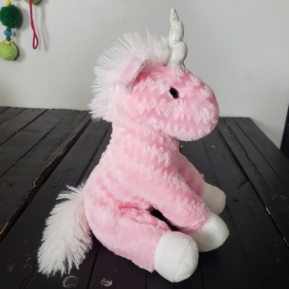 MTY International Pink Unicorn Stuffed Plush Animal Soft Furry Fluffy